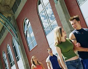 Couple hang out at school