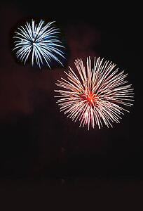 Red and blue fireworks