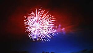 Red fireworks in the sky