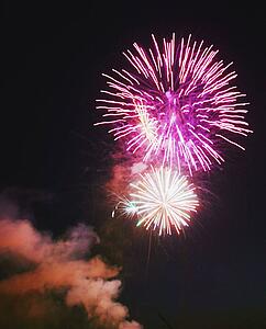 Purple fireworks in the sky