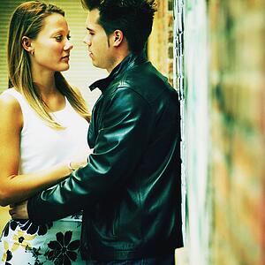 Couple looking at each other