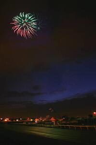 Green and red fireworks