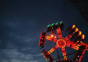 A spinning ride at an amusement park