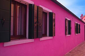 Pink houses Island of Burano Venetian Lagoon Italy