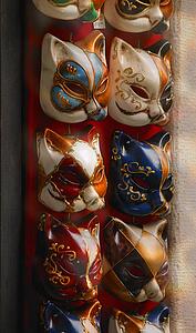Feline masks used in masquerade for carnival in Venice Italy Europe