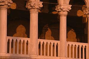 Close-up of Doge's Palace in warm tones Venice Italy
