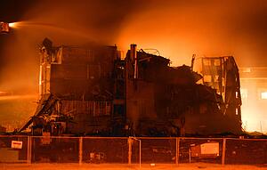 A building on fire