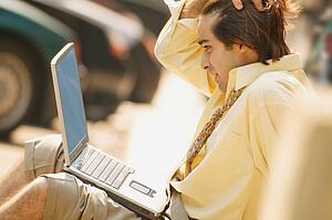 Businessman with lap top computer