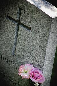 Flowers on a tombstone