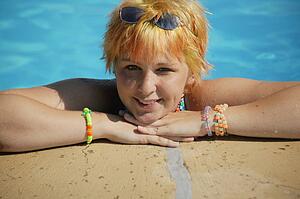 Teenager in a swimming pool
