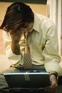 Businessman feels exhausted