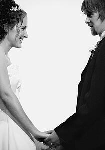 Married couple looks at each other