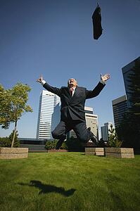 Businessman celebrates