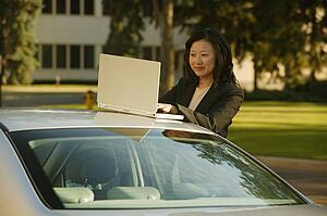 Businesswoman on lap top computer