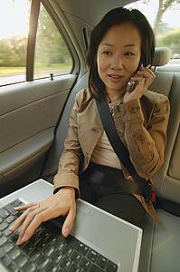 Woman talks on cell phone