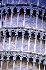 Closeup of the Leaning Tower of Pisa Tuscany Italy