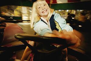 Girl at amusement park