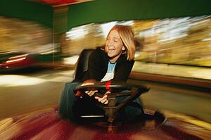 Girl at an amusement park