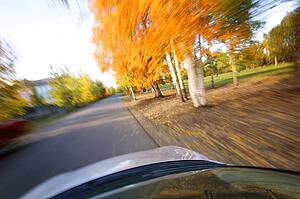 Driving along a scenic road
