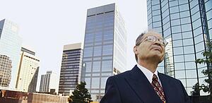 Businessman contemplates prospects