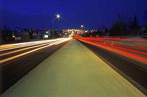 Cars driving at night