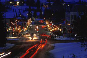 A busy street at Christmas