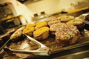 Donuts in a cafeteria