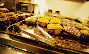 Donuts in a cafeteria