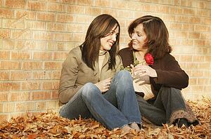 Mother and daughter share a smile