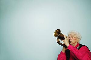 Woman plays horn