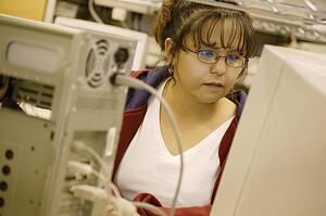 Woman working on a computer