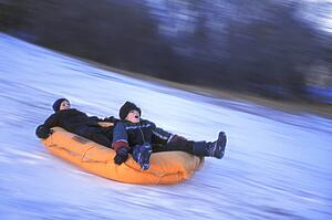 Two children on a raft