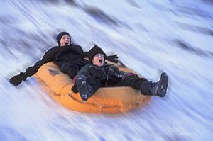 Two boys on a raft