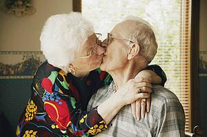 Couple kiss