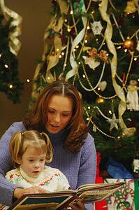 Reading a book on Christmas
