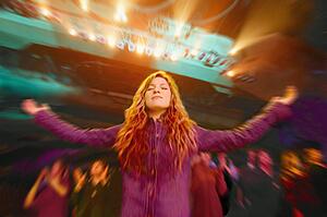 Woman in a worship service