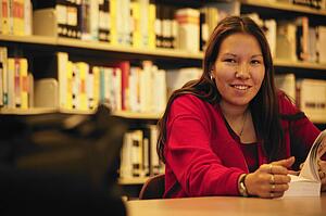 Student in the library