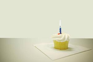 A cupcake with a candle