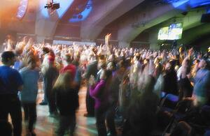 A group of people at a concert