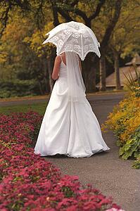 A bride with an umbrella