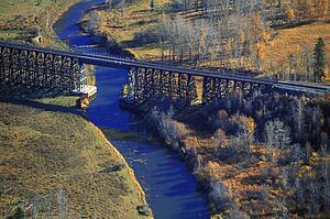 Aerial view of a bridge