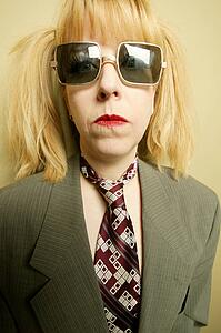 Woman with square sunglasses