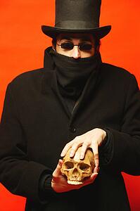 Man with skull
