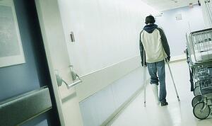 Man with crutches