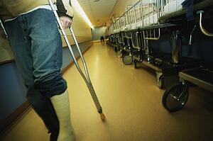 Walking down a hospital hallway