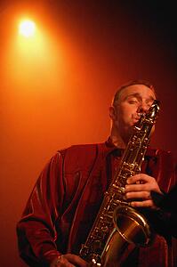 Man plays saxophone