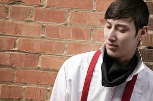 Man with red suspenders