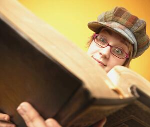 Girl reads a book