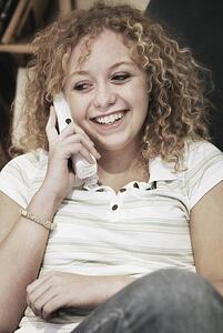 Woman talks on phone