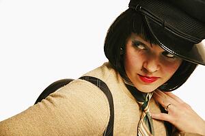A woman with a hat
